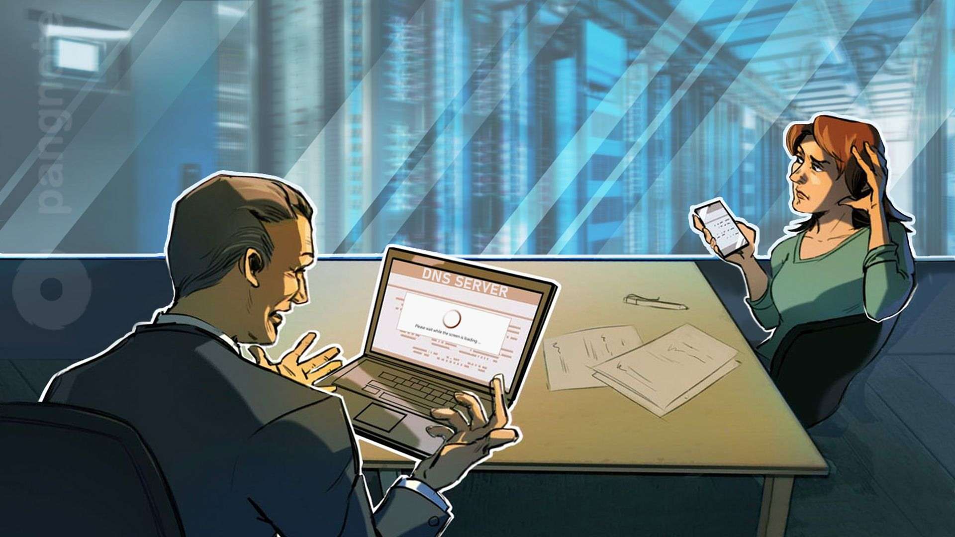 The DNS server is not responding. Check your IP address settings